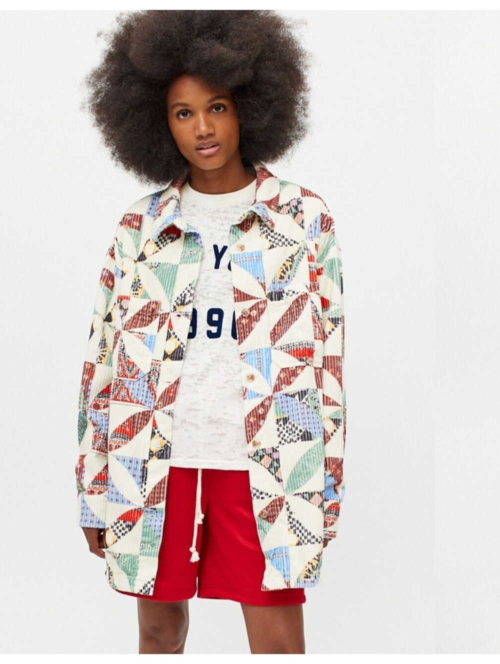 BDG Urban Outfitters Patchwork Corduroy Shacket Oversized Pockets Medium